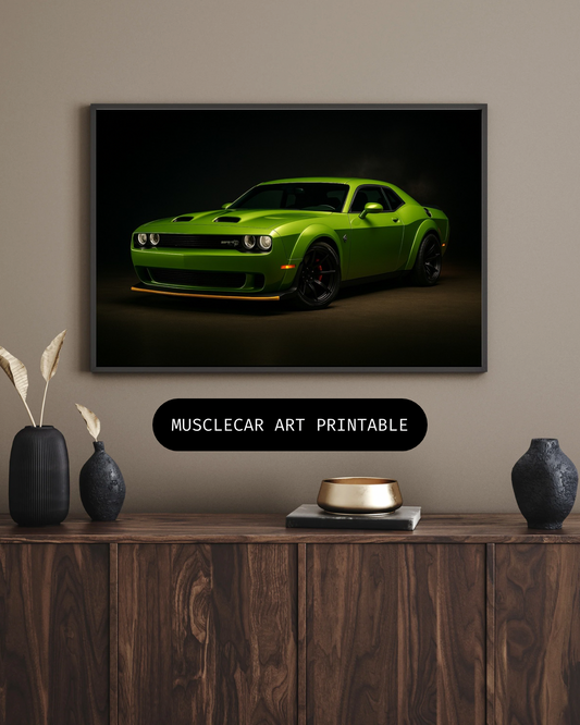 Vibrant Green Muscle Car Printable – Bold Digital Wall Art