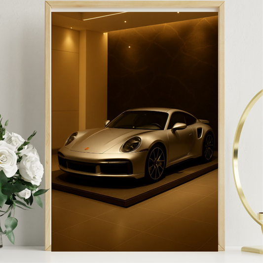 Silver Luxury Sports Car Wall Art – Modern Digital Poster for Home & Office Decor