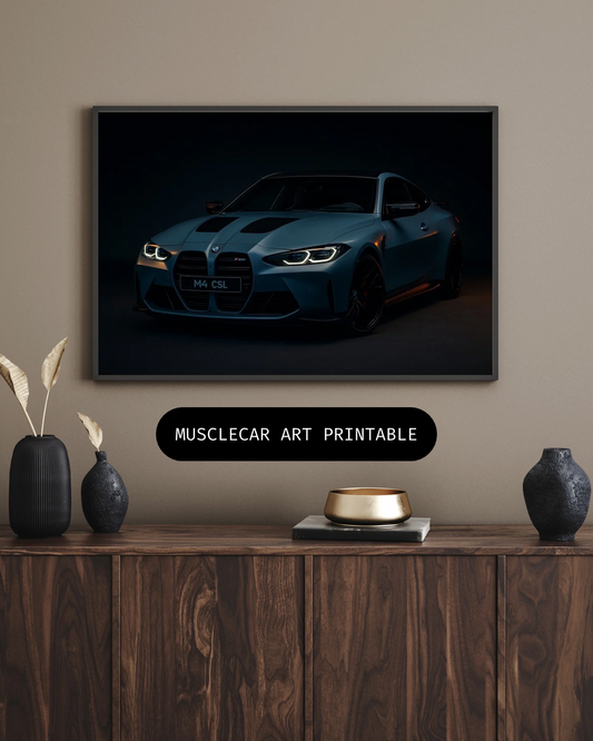 Blue Performance Coupe Printable – Dark Luxury Car Art for Modern Spaces