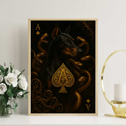 Ace of Spades Doberman – Dark Royal Snake Art Print